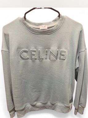 Celine Mint Embossed Logo Sweatshirt Mens Small